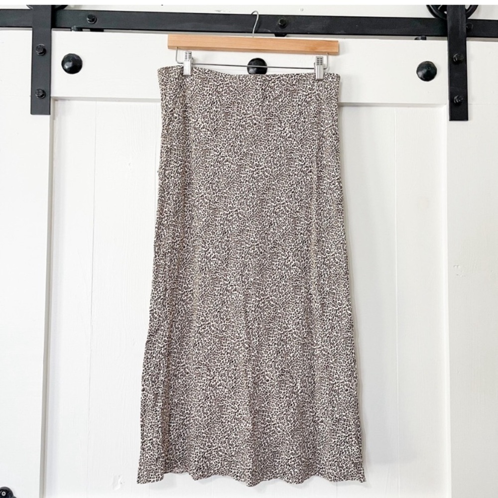 Jenni Kayne Leopard Slip Skirt Brown Tan Size Large